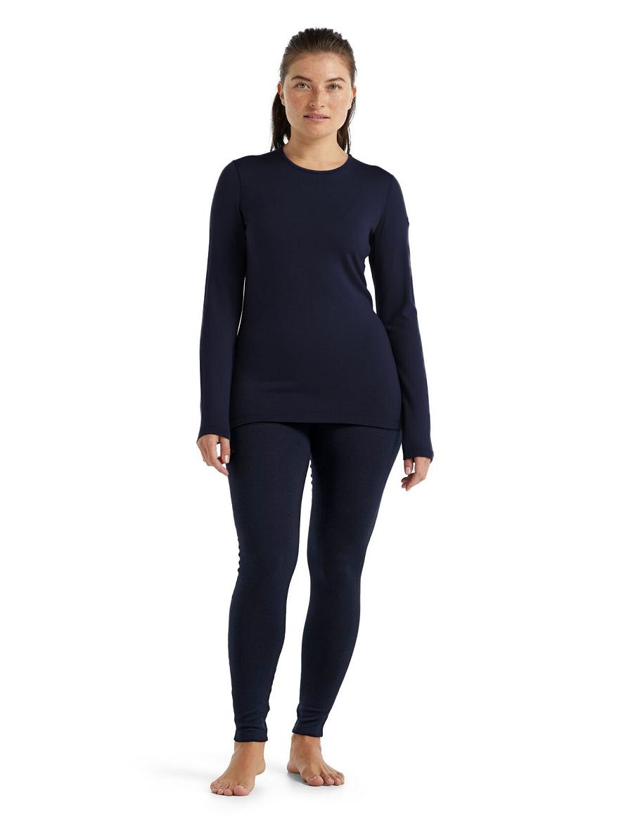 Icebreaker Merino 260 Tech Long Sleeve Crewe Thermal Top Naisten Yksiosainen ja sarjat Laivastonsininen | FI 1761VRWD